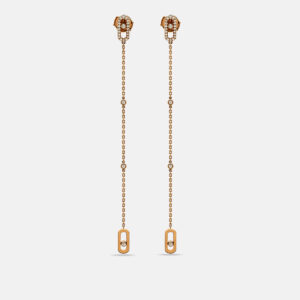 Messika Move Uno Diamonds 18k Rose Gold Pendant Earrings