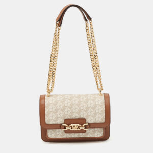 Michael Kors Brown Signature Coated Canvas and Leather Heather Shoulder Bag