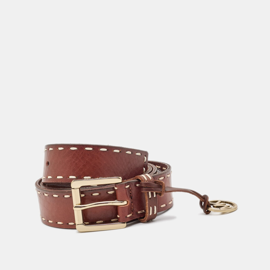 luxury-women-michael-kors-used-accessories-p1152099-001 Michael Kors Brown Leather Logo Charm Buckle Belt S