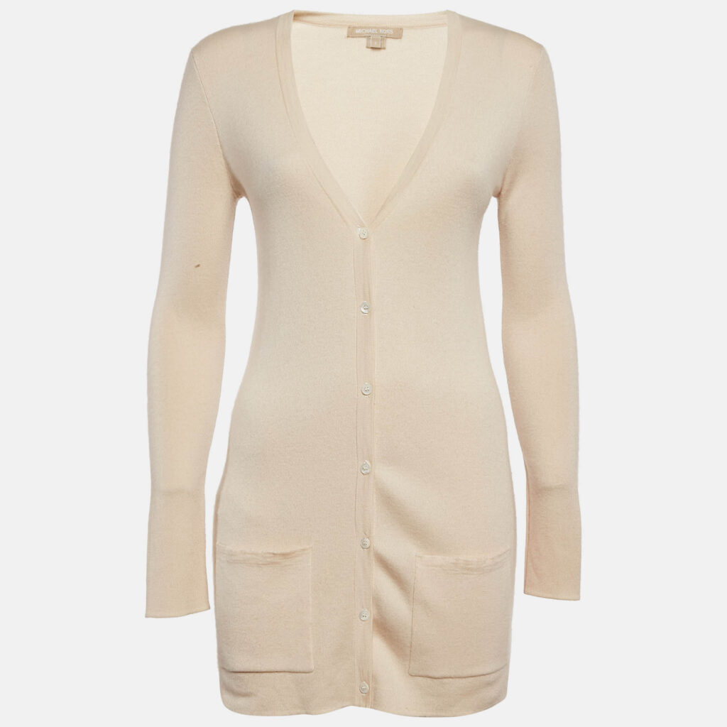 luxury-women-michael-kors-used-clothes-p1115413-001 Michael Kors Beige Cashmere Buttoned Cardigan S