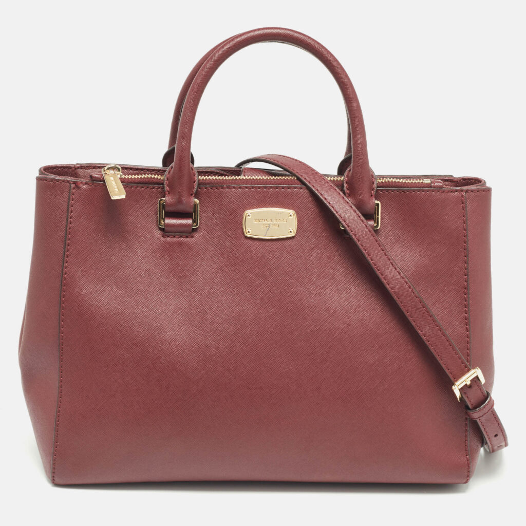 luxury-women-michael-kors-used-handbags-p1026823-028 Michael Kors Burgundy Leather Kellen Tote