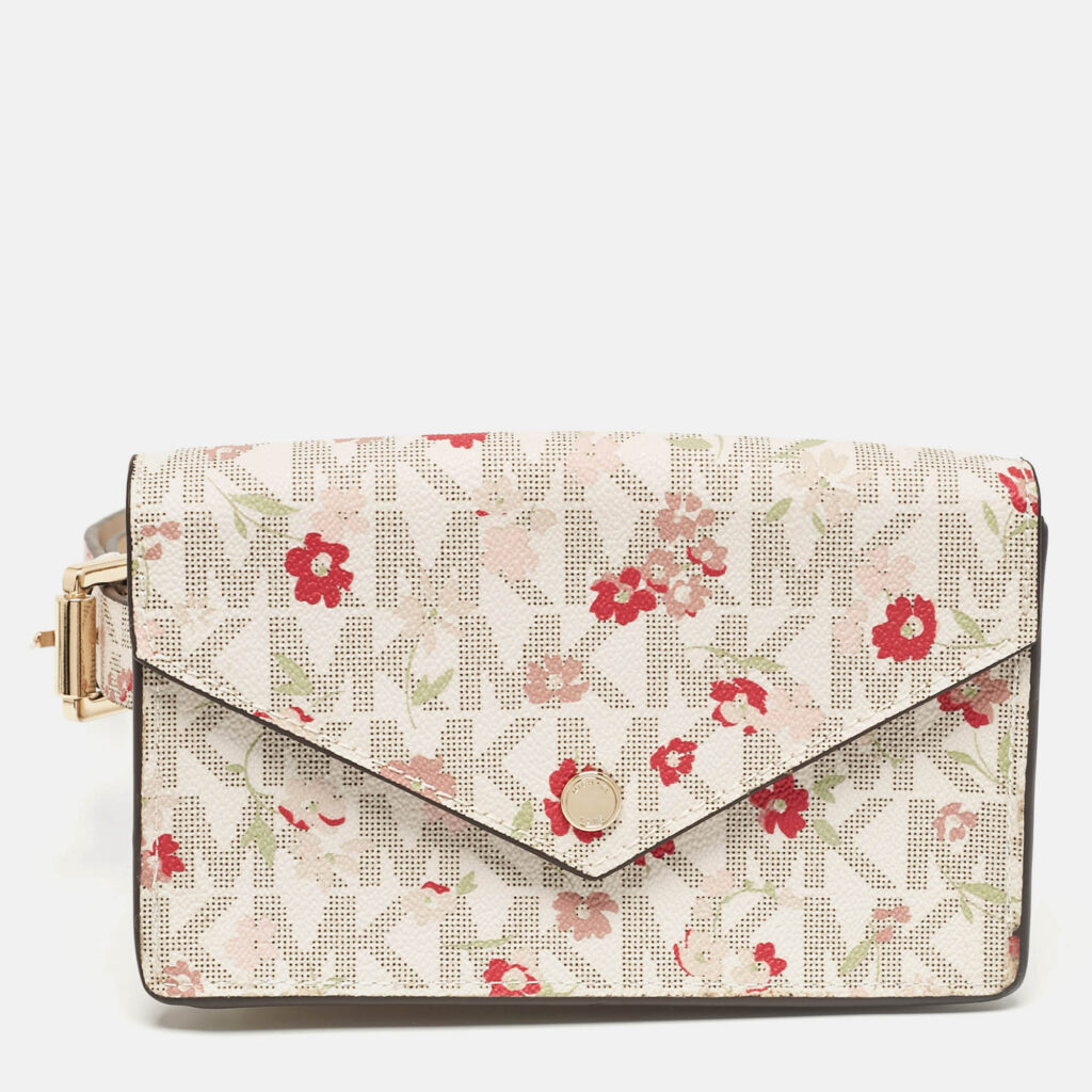 luxury-women-michael-kors-used-handbags-p1035098-014 Michael Kors Multicolor Signature Floral Coated Canvas Envelope Belt Bag