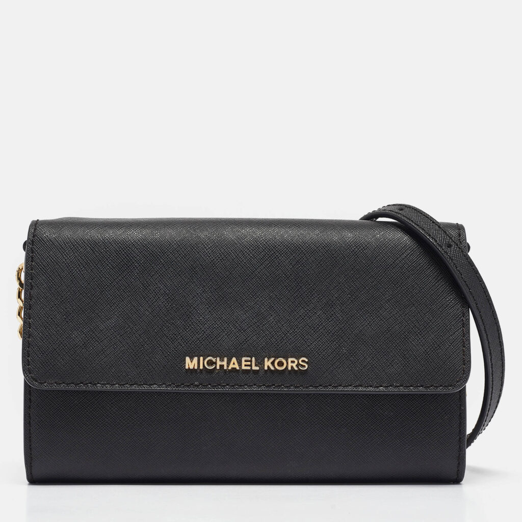 luxury-women-michael-kors-used-handbags-p1043927-015 Michael Kors Black Leather Jet Set Flap Crossbody Bag