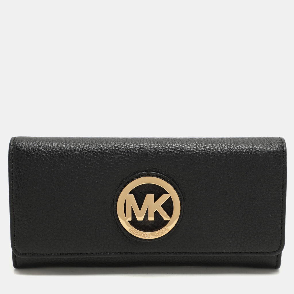 luxury-women-michael-kors-used-handbags-p1074125-013 Michael Kors Black Leather Fulton Continental Wallet