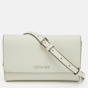 Michael Kors Grey Saffiano Leather Jet Set Travel Crossbody Bag