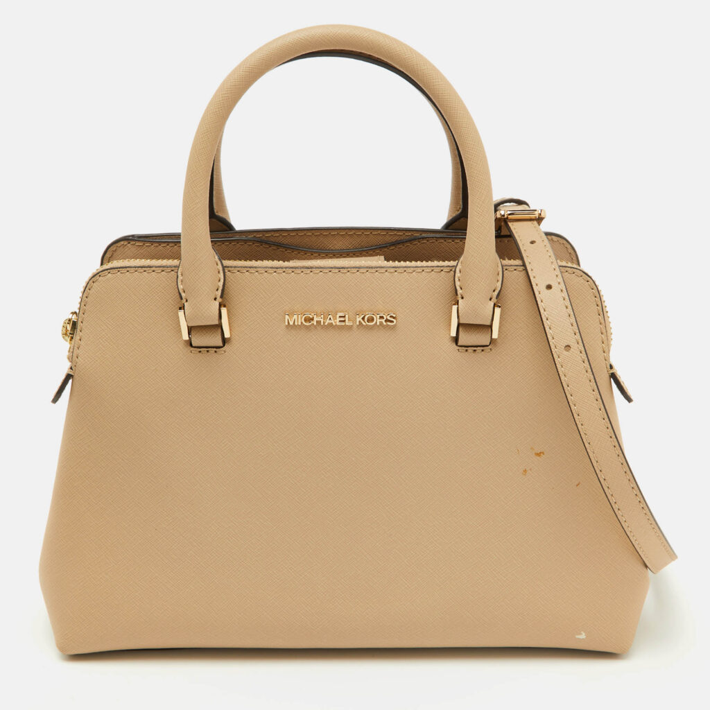 luxury-women-michael-kors-used-handbags-p1093503-014 Michael Kors Beige Leather Small Idina Satchel