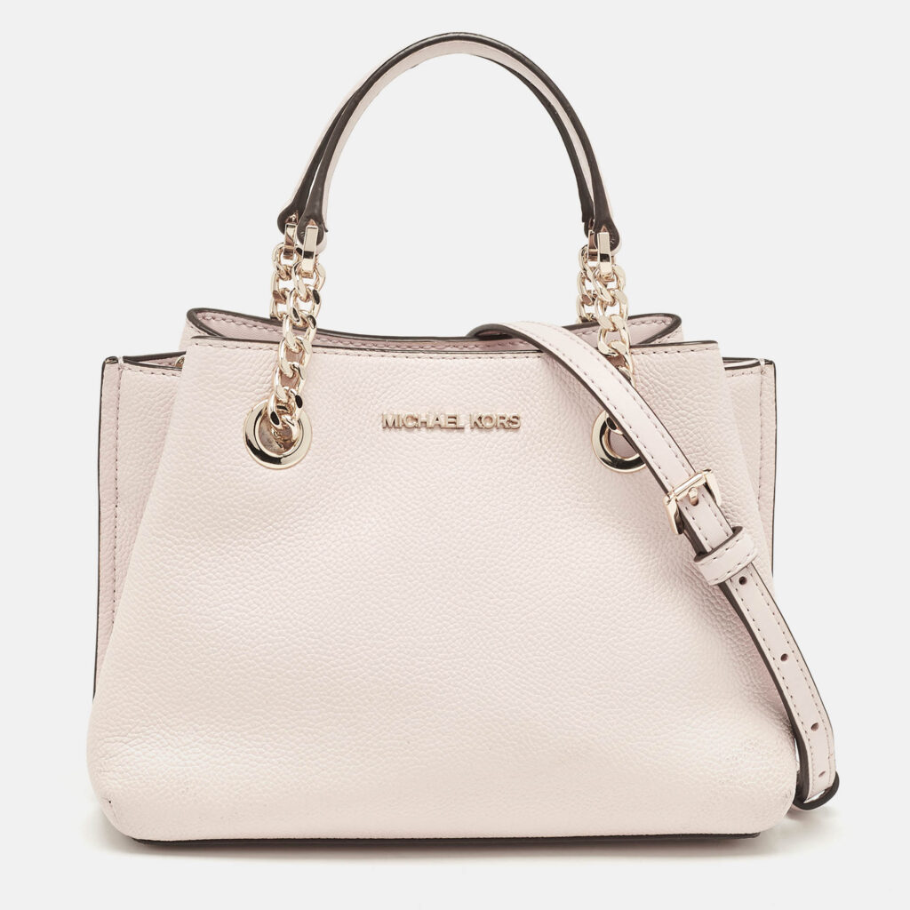 luxury-women-michael-kors-used-handbags-p1110838-015 Michael Kors Pink Faux Leather Small Teagan Tote