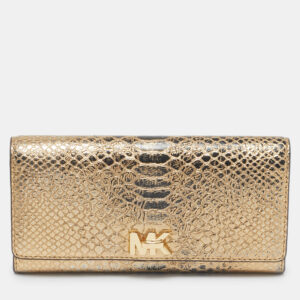 Michael Kors Gold Python Embossed Leather Continental Wallet