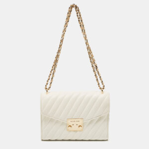 Michael Kors White Quilted Leather Medium Rose Shoulder Bag