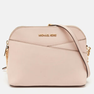 Michael Kors Light Pink Leather Jet Set Travel Dome Crossbody Bag