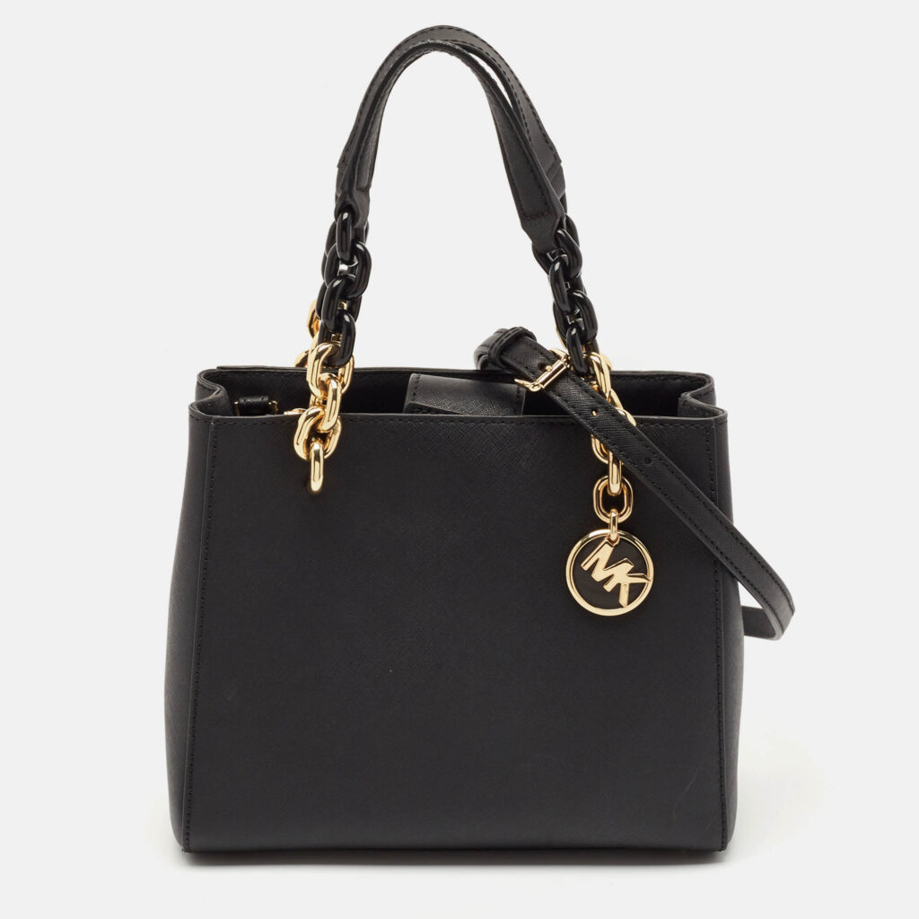 luxury-women-michael-kors-used-handbags-p1131993-014 Michael Kors Black Leather Small Cynthia Tote