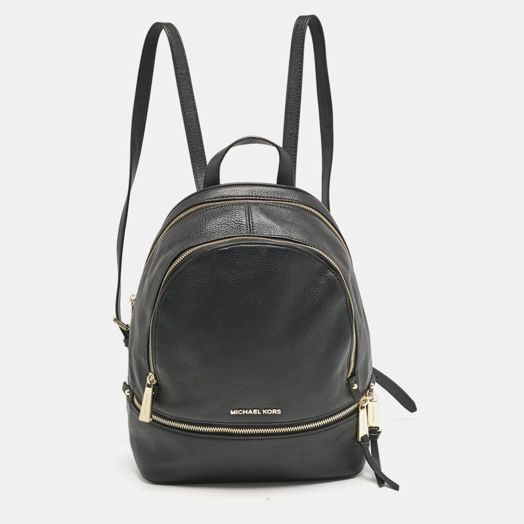 luxury-women-michael-kors-used-handbags-p1137925-010 Michael Kors Black Leather Small Rhea Backpack