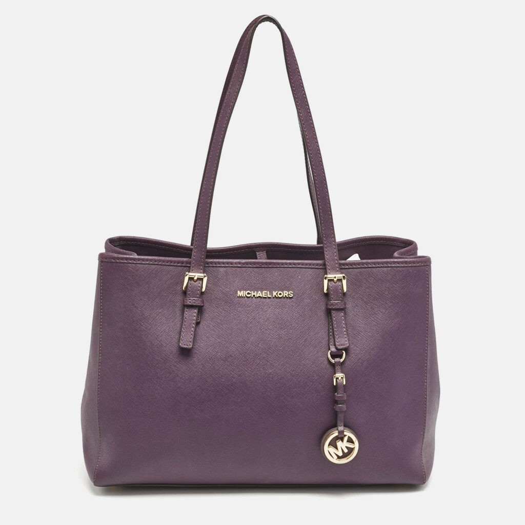 luxury-women-michael-kors-used-handbags-p1144324-017 Michael Kors Purple Leather Medium Jet Set Tote