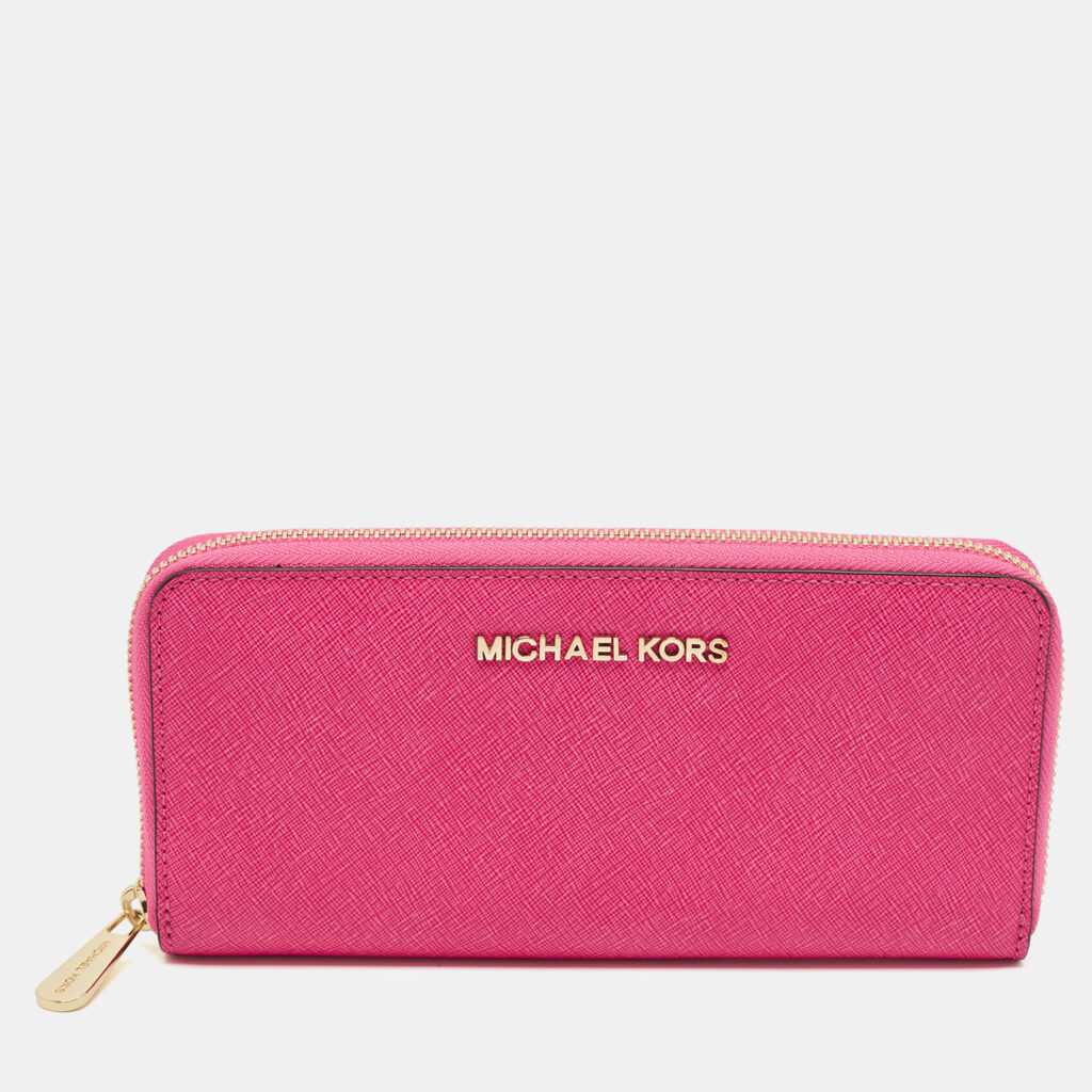 luxury-women-michael-kors-used-handbags-p1144734-006 Michael Kors Fuchsia Leather Jet Set Zip Around Wallet