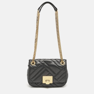 Michael Kors Black Quilted Leather Small Vivianne Flap Shoulder Bag