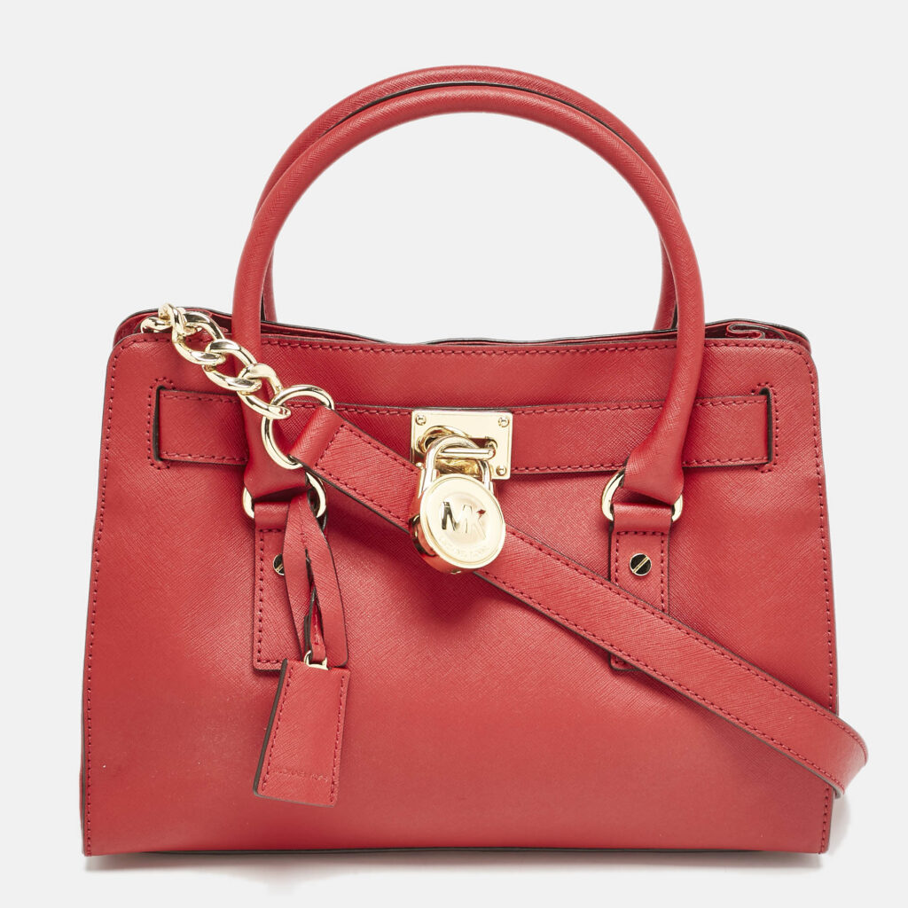 Michael Kors Red Leather Hamilton North South Tote
