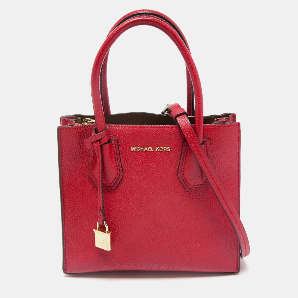 Michael Kors Red Leather Small Mercer Tote