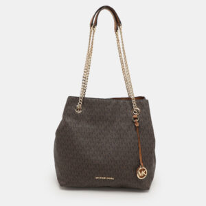 Michael Kors Brown Coated Canvas Jet Set Tote