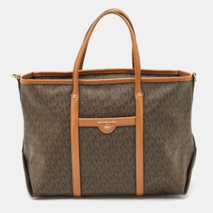 Michael Kors Brown Signature Coated Canvas Beck Tote