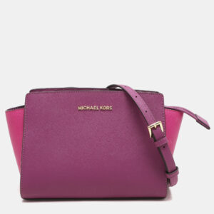 Michael Kors Purple/Pink Leather Small Selma Crossbody Bag