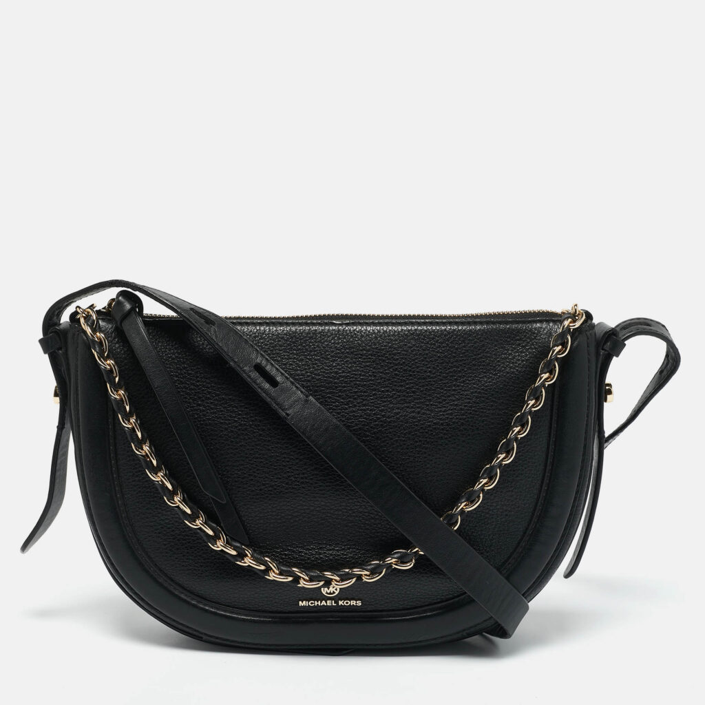 Michael Kors Black Leather Medium Jagger Shoulder Bag