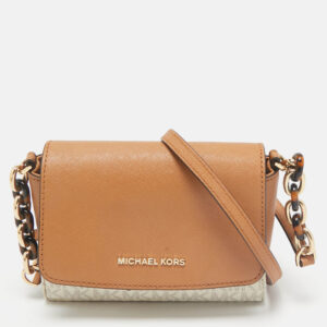 Michael Kors Brown/Vanilla Signature Coated Canvas Crossbody Bag