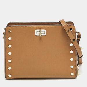 Michael Kors Brown Leather Sylvie Stud Shoulder Bag