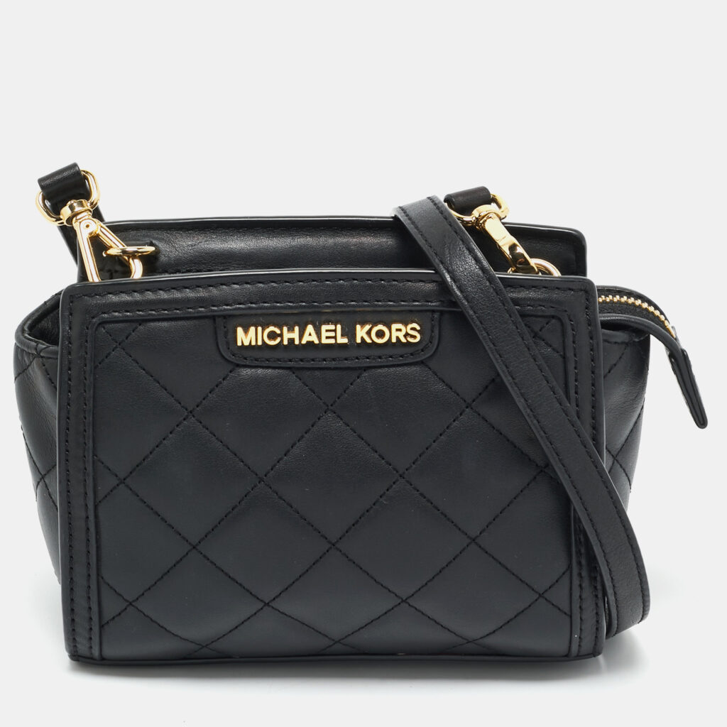 luxury-women-michael-kors-used-handbags-p1165096-003 Michael Kors Black Quilted Leather Mini Selma Crossbody Bag