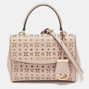 Michael Kors Light Pink Leather XS Laser Cut Ava Top Handle Bag