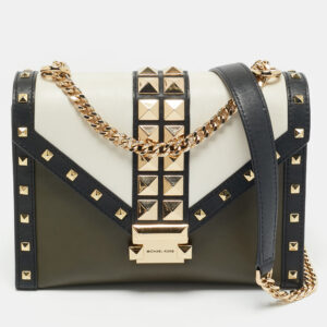 Michael Kors Tricolor Leather Large Studded Whitney Shoulder Bag