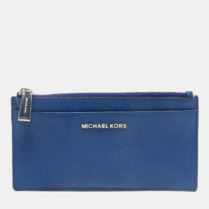 Michael Kors Blue Leather Zip Card Case