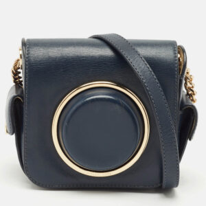 Michael Kors Navy Blue Leather Scout Camera Crossbody Bag