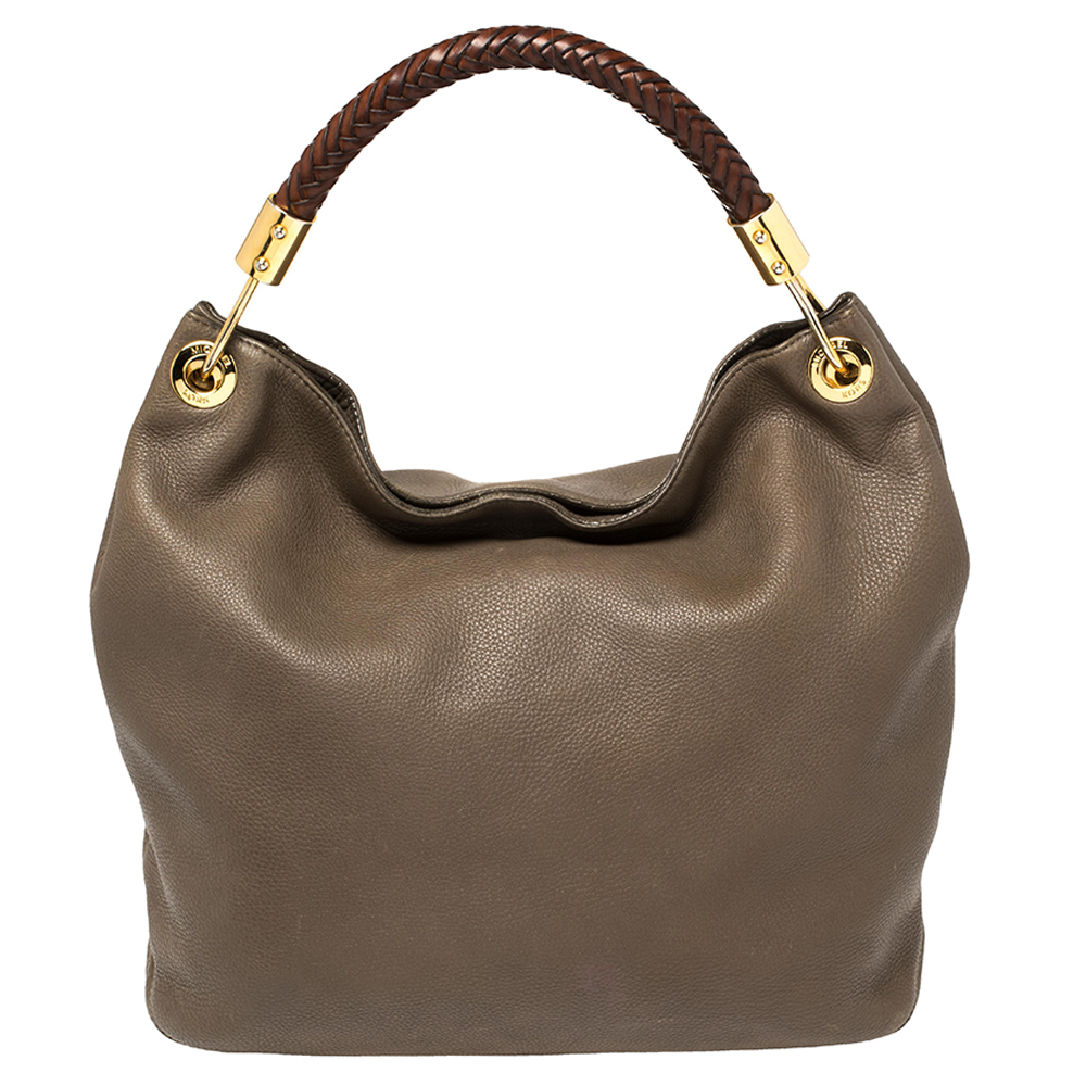 luxury-women-michael-kors-used-handbags-p397148-007 Michael Kors Dark Beige/Brown Soft Leather Skorpios Hobo