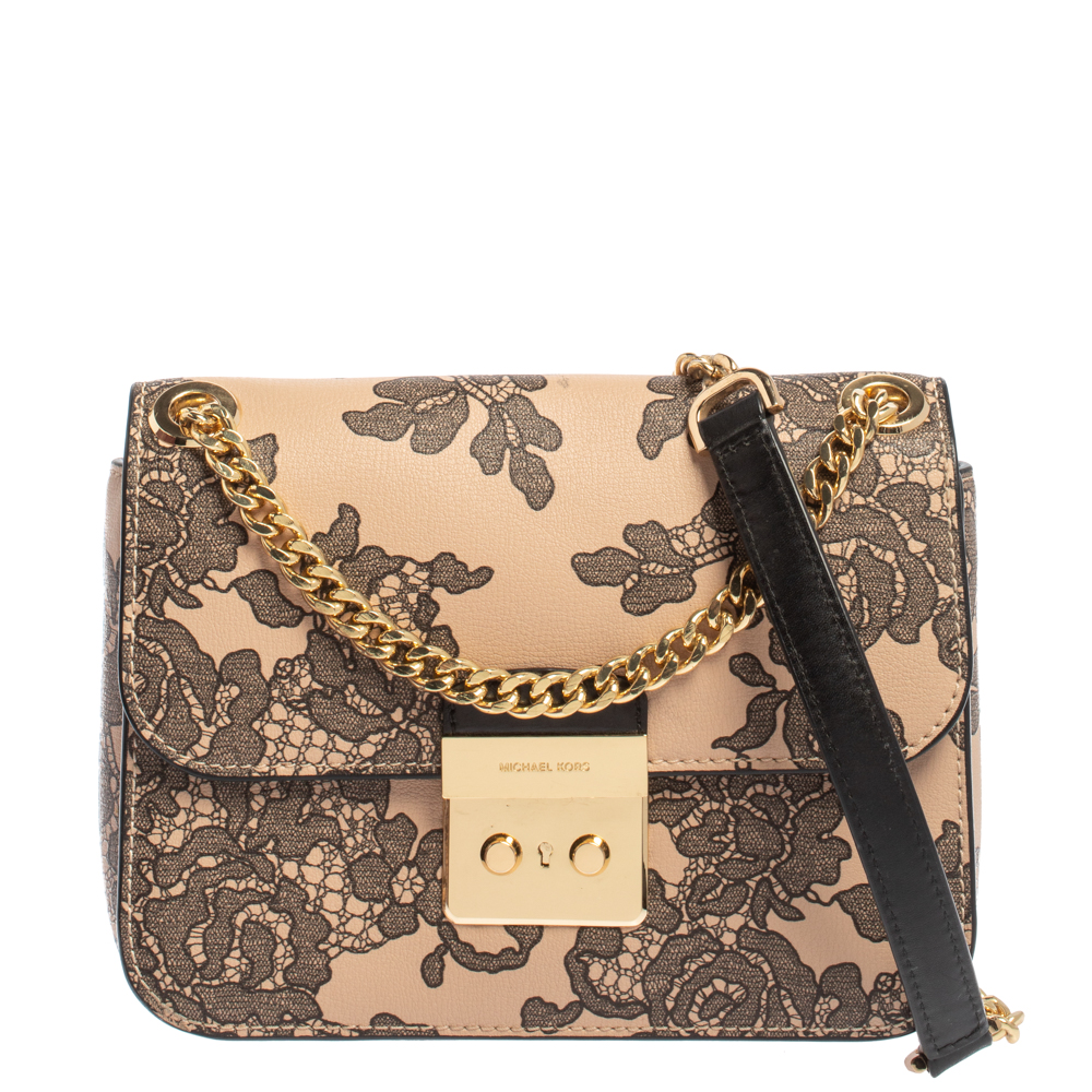 luxury-women-michael-kors-used-handbags-p413863-007 Michael Kors Pink/Black Leather Small Sloan Shoulder Bag