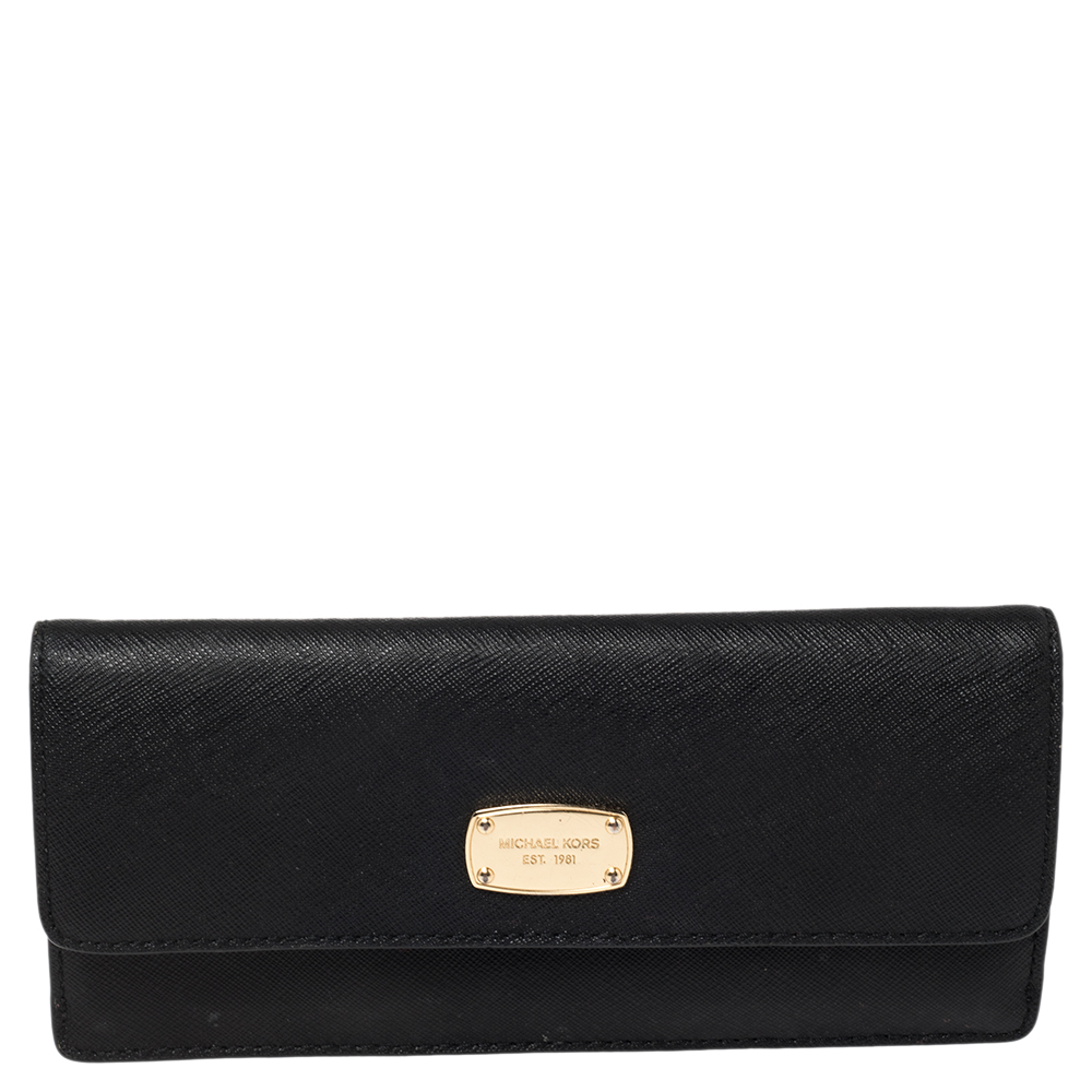 luxury-women-michael-kors-used-handbags-p462797-004 Michael Kors Black Leather Flap Continental Wallet