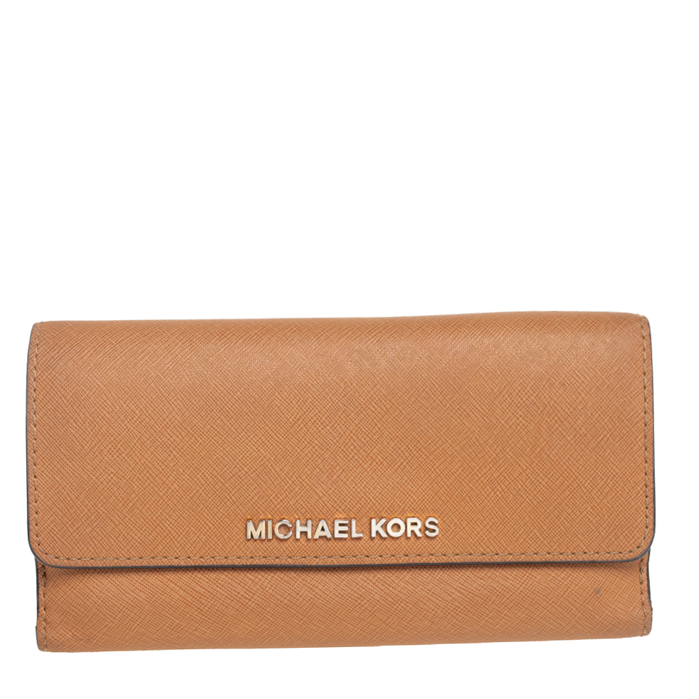 luxury-women-michael-kors-used-handbags-p513887-003-1 Michael Kors Tan Leather Continental Wallet