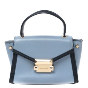 Michael Kors Two Tone Blue Leather Mini Whitney Top Handle Bag