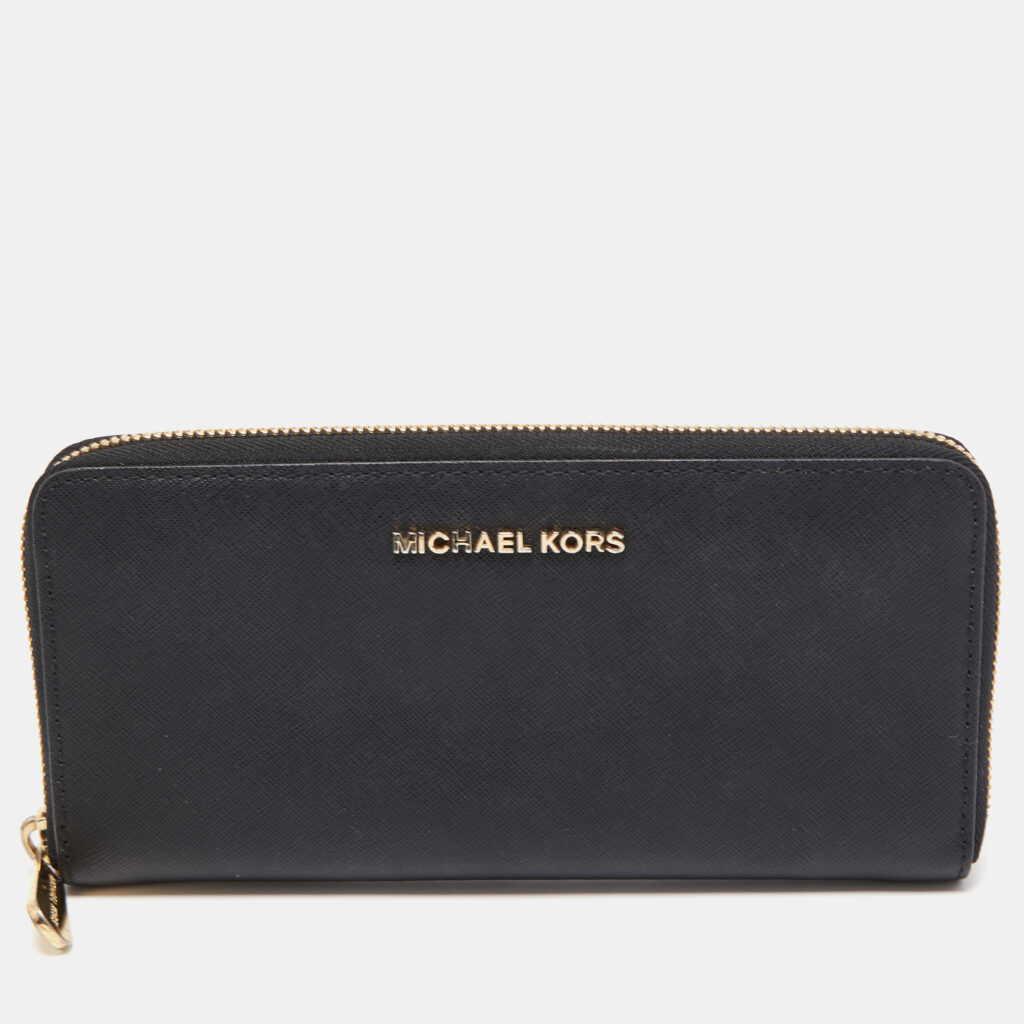 luxury-women-michael-kors-used-handbags-p782571-009 Michael Kors Black Leather Bedford Zip Around Wallet