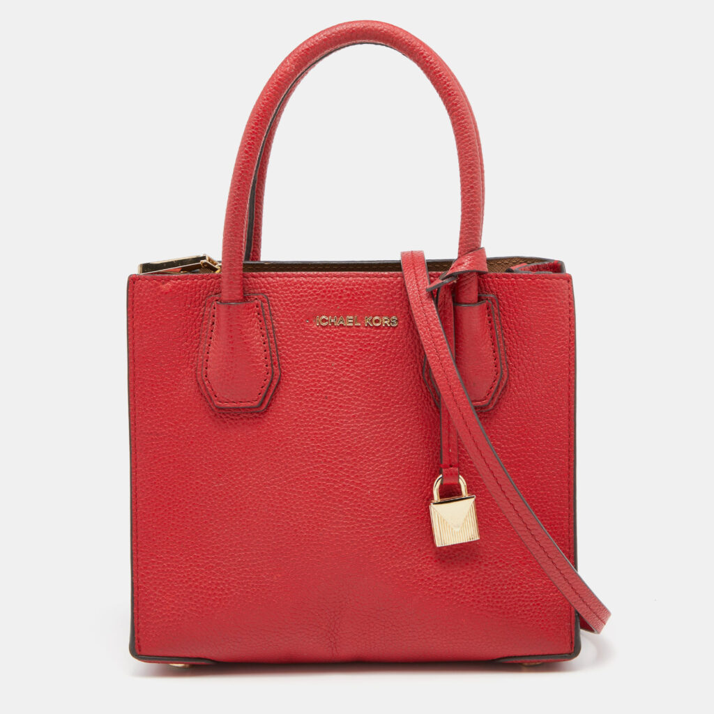 luxury-women-michael-kors-used-handbags-p803635-013 Michael Kors Red Leather Mini Mercer Tote
