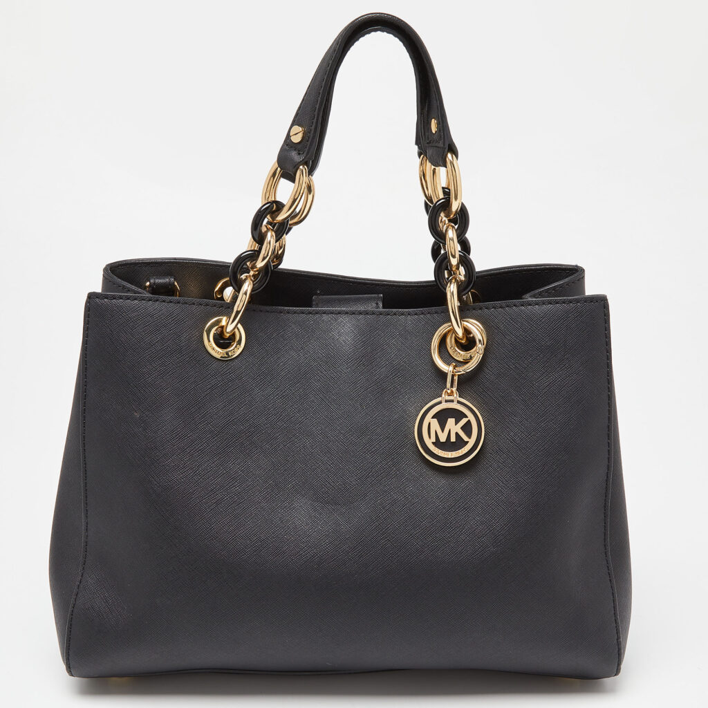 luxury-women-michael-kors-used-handbags-p903330-008 MICHAEL Michael Kors Black Saffiano Leather Medium Cynthia Tote