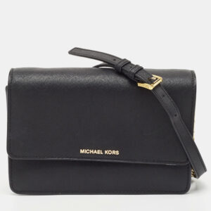 Michael Kors Black Leather Daniela Crossbody Bag
