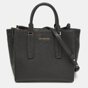 Michael Kors Black Leather Medium Alessa Satchel