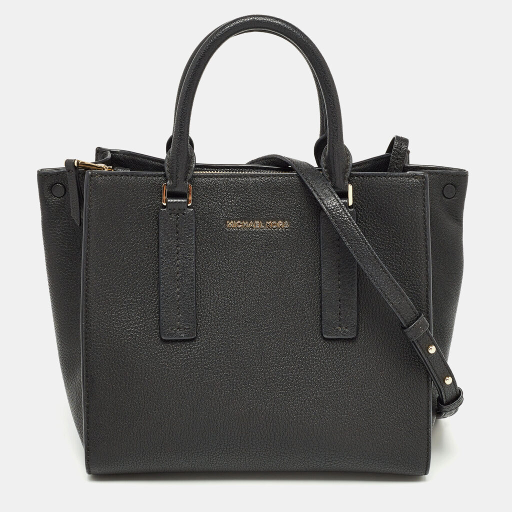 luxury-women-michael-kors-used-handbags-p929084-018 Michael Kors Black Leather Medium Alessa Satchel
