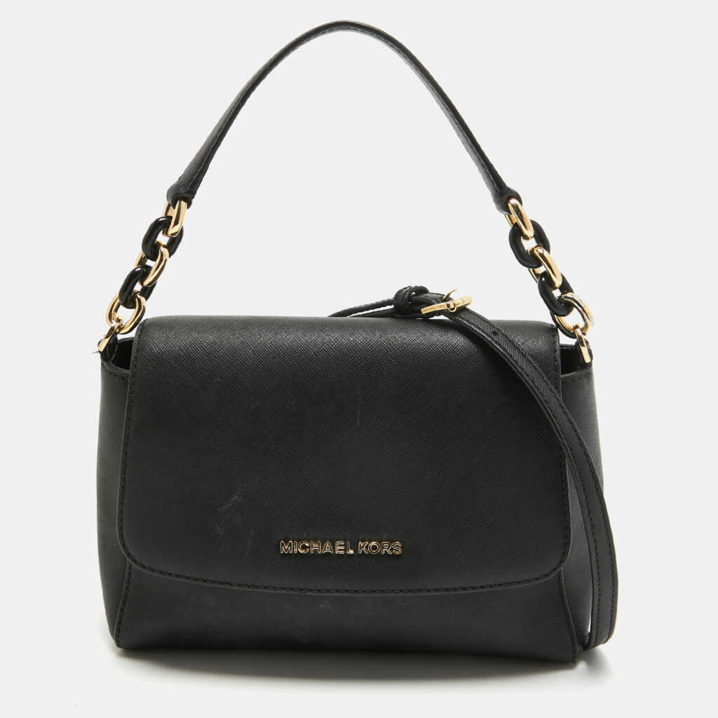luxury-women-michael-kors-used-handbags-p931085-011 Michael Kors Black Safiano Leather Sofia Top Handle Bag