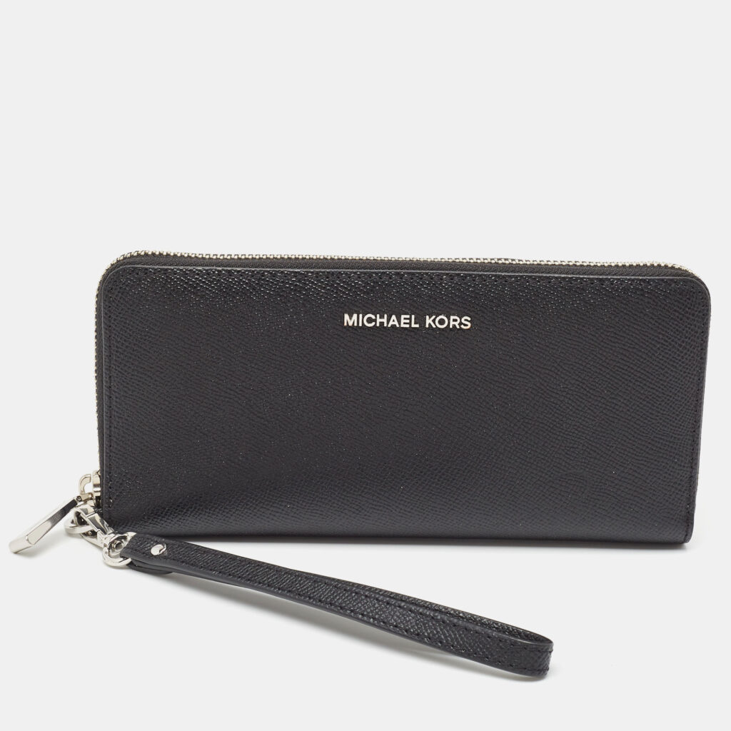 luxury-women-michael-kors-used-handbags-p942646-012 Michael Kors Black Leather Jet Set Zip Around Continental Wallet