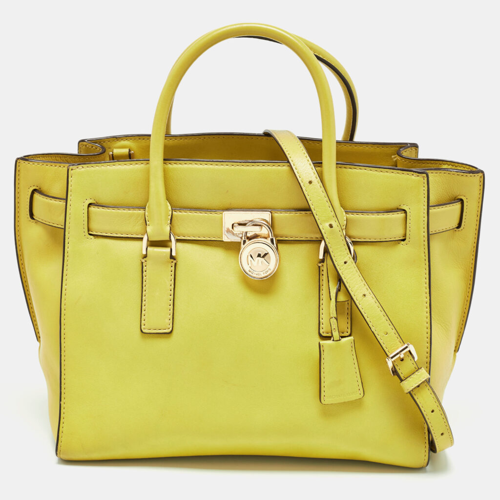 luxury-women-michael-kors-used-handbags-p952843-030 Michael Kors Lime Green Leather Hamilton Tote