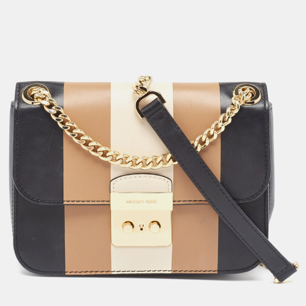 luxury-women-michael-kors-used-handbags-p954875-007 Michael Kors Tricolor Stripe Leather Sloan Shoulder Bag