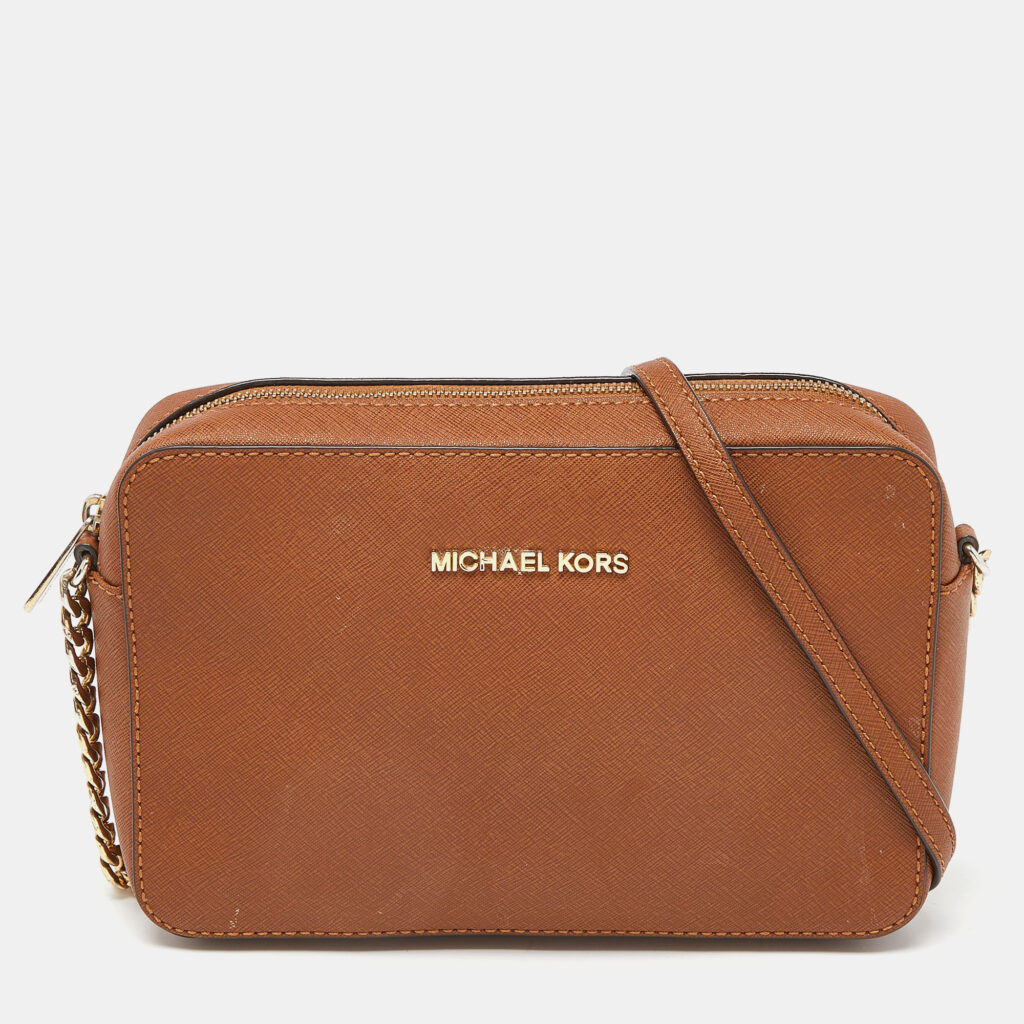 luxury-women-michael-kors-used-handbags-p965056-009 Michael Kors Brown Leather Large East West Jet Set Crossbody Bag