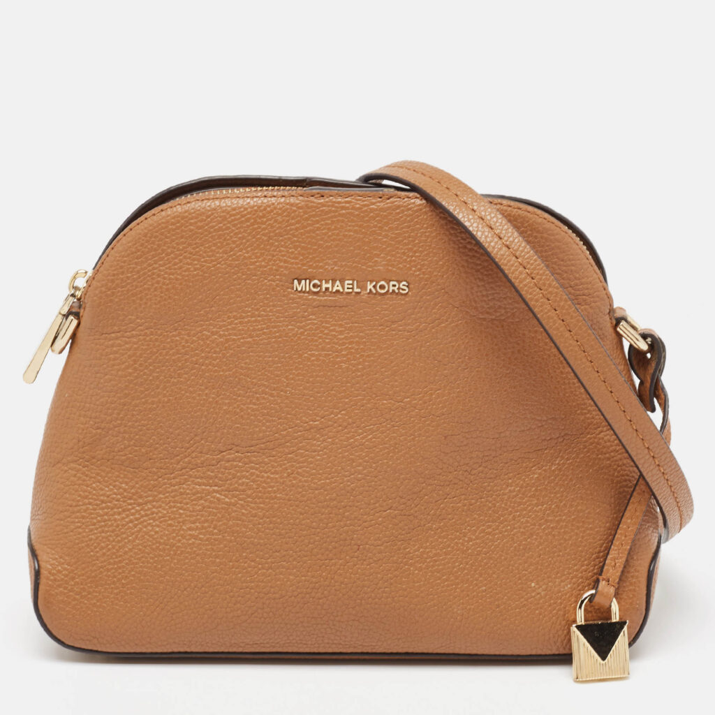 luxury-women-michael-kors-used-handbags-p990619-016 Michael Kors Brown Leather Cindy Dome Crossbody Bag