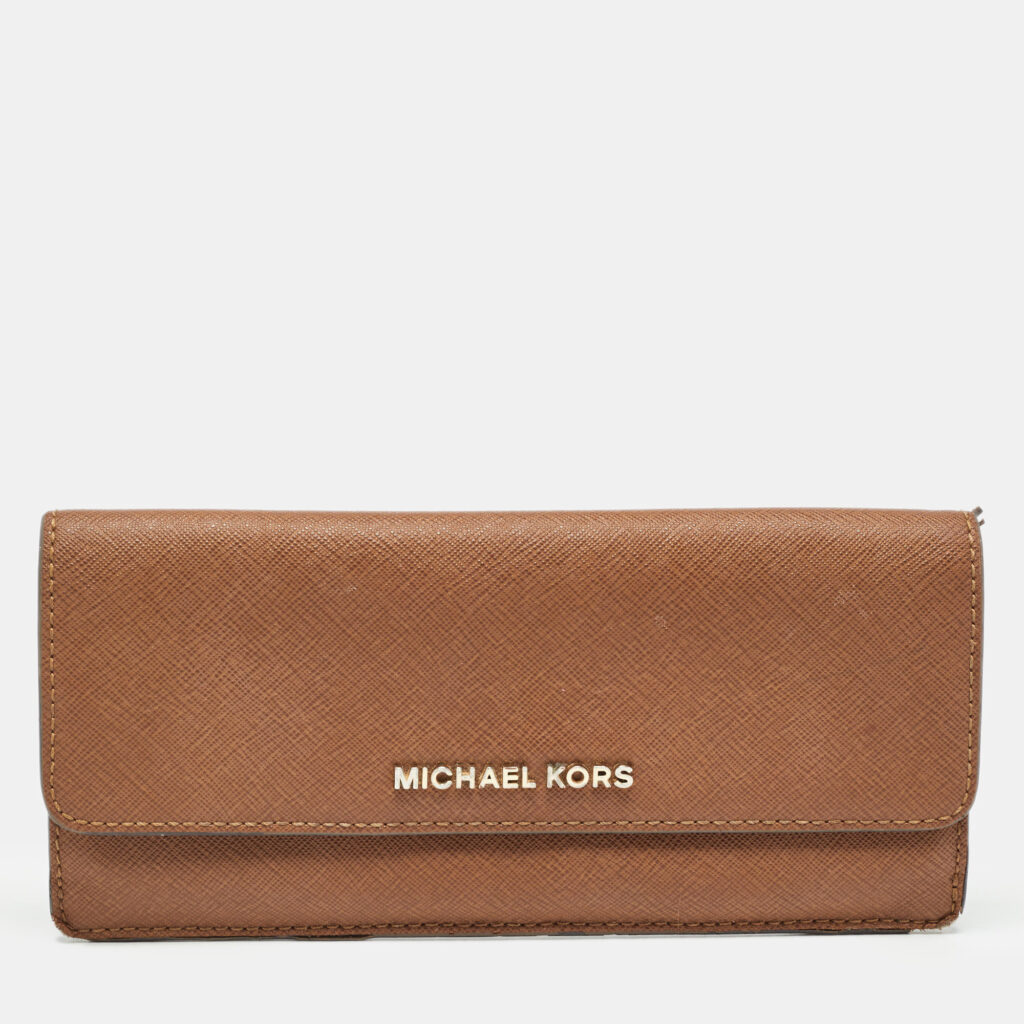 luxury-women-michael-kors-used-handbags-p996290-001 Michael Kors Brown Leather Continental Wallet